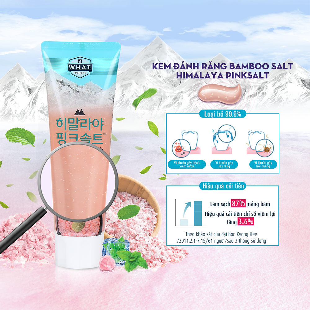 Kem đánh răng Bamboo Salt Himalaya Pink Salt Ice Calming Mint 100g